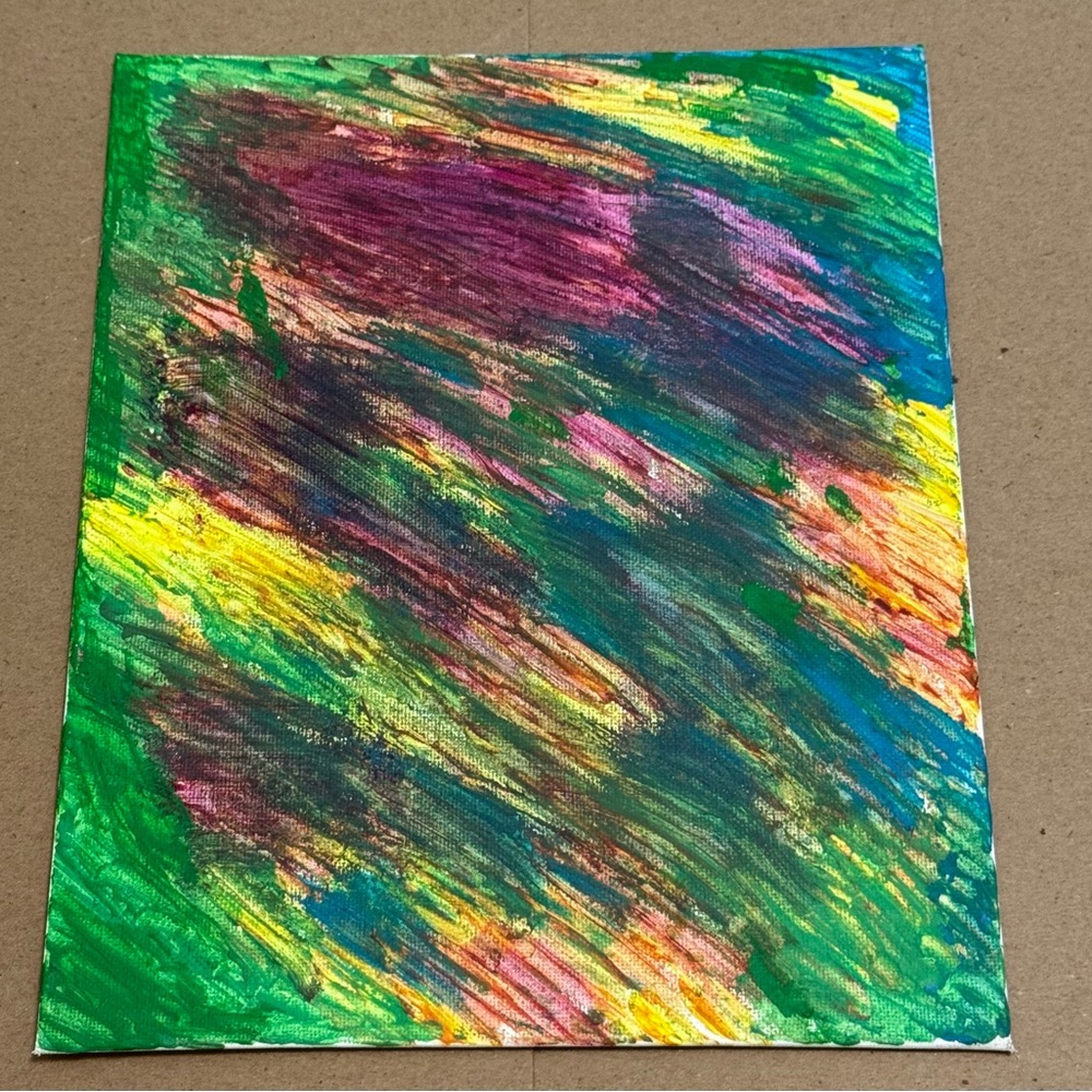 Original Abstract Acrylic Painting By Artist 8x10 colorful, love wellness Tough